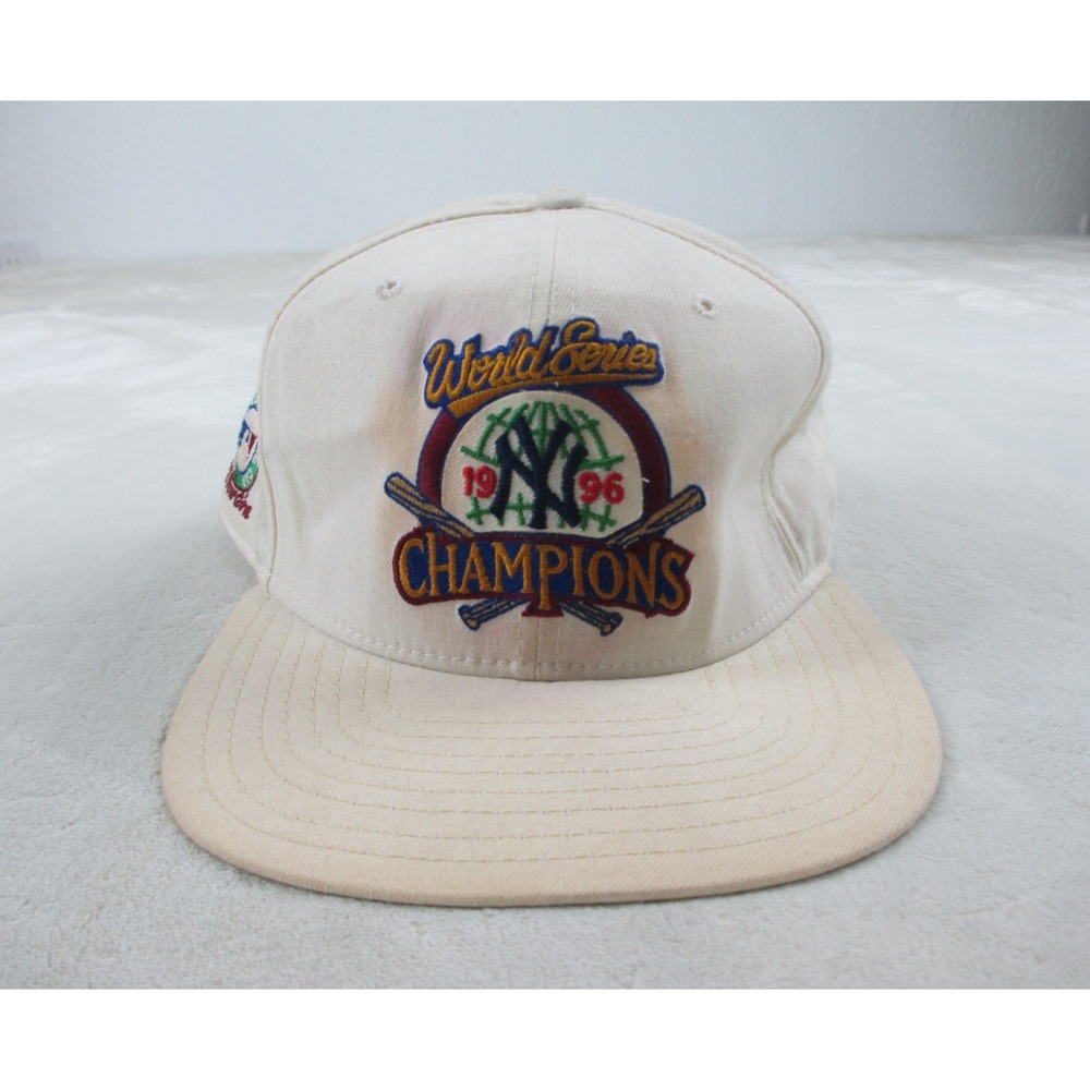 VINTAGE New York Yankees Cap Hat Mens Large White World Series Baseball MLB 90s*